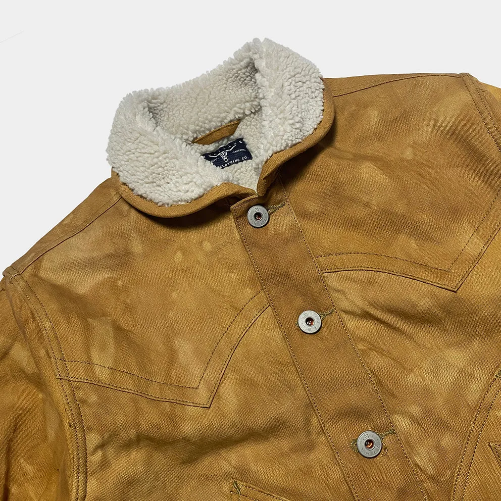 BZEN M.3139L WYOMING-CS REGULAR FIT AMERICAN OUTDOORS INSPIRED SHERPA LINED VEGGIE DYED CANVAS JACKET-12OZ-E0 SIENNA