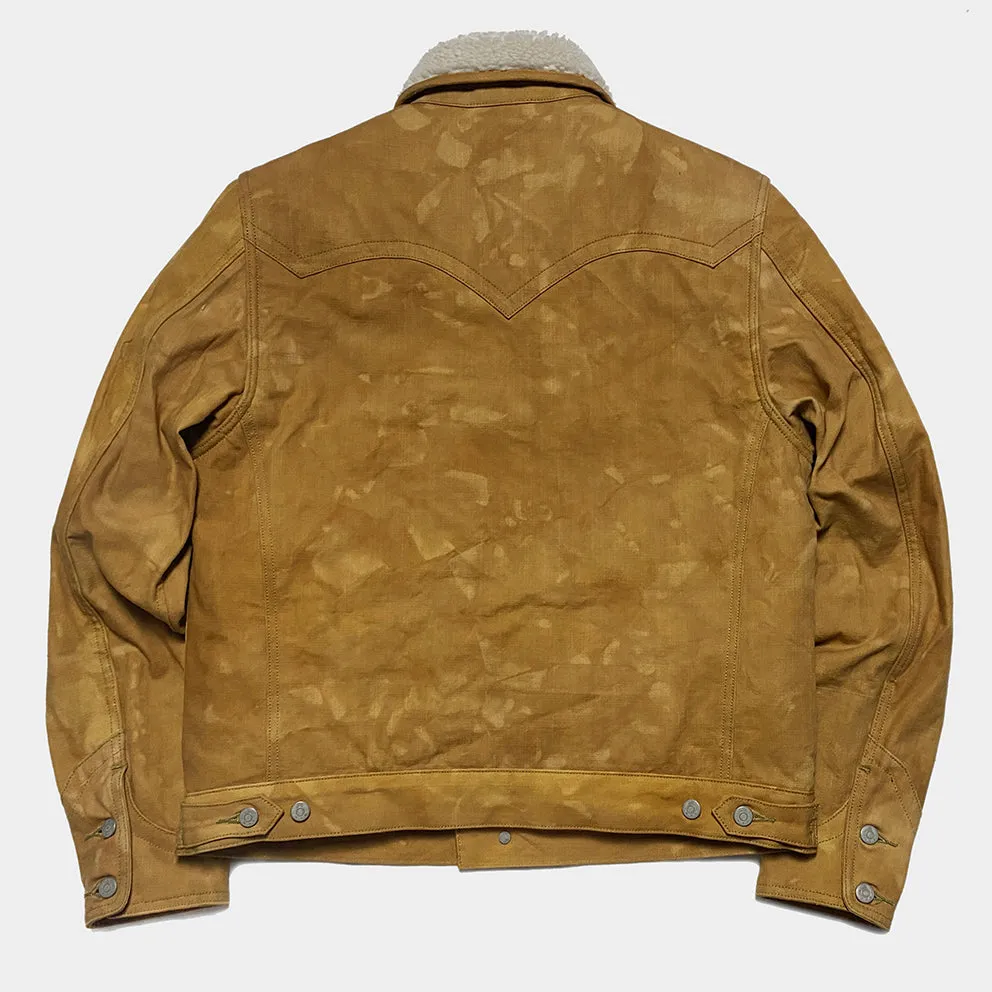 BZEN M.3139L WYOMING-CS REGULAR FIT AMERICAN OUTDOORS INSPIRED SHERPA LINED VEGGIE DYED CANVAS JACKET-12OZ-E0 SIENNA