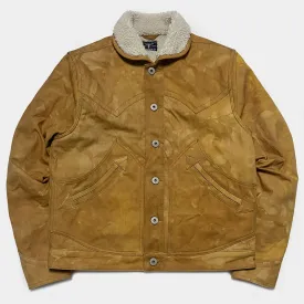 BZEN M.3139L WYOMING-CS REGULAR FIT AMERICAN OUTDOORS INSPIRED SHERPA LINED VEGGIE DYED CANVAS JACKET-12OZ-E0 SIENNA