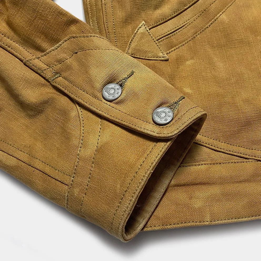 BZEN M.3139L WYOMING-CS REGULAR FIT AMERICAN OUTDOORS INSPIRED SHERPA LINED VEGGIE DYED CANVAS JACKET-12OZ-E0 SIENNA