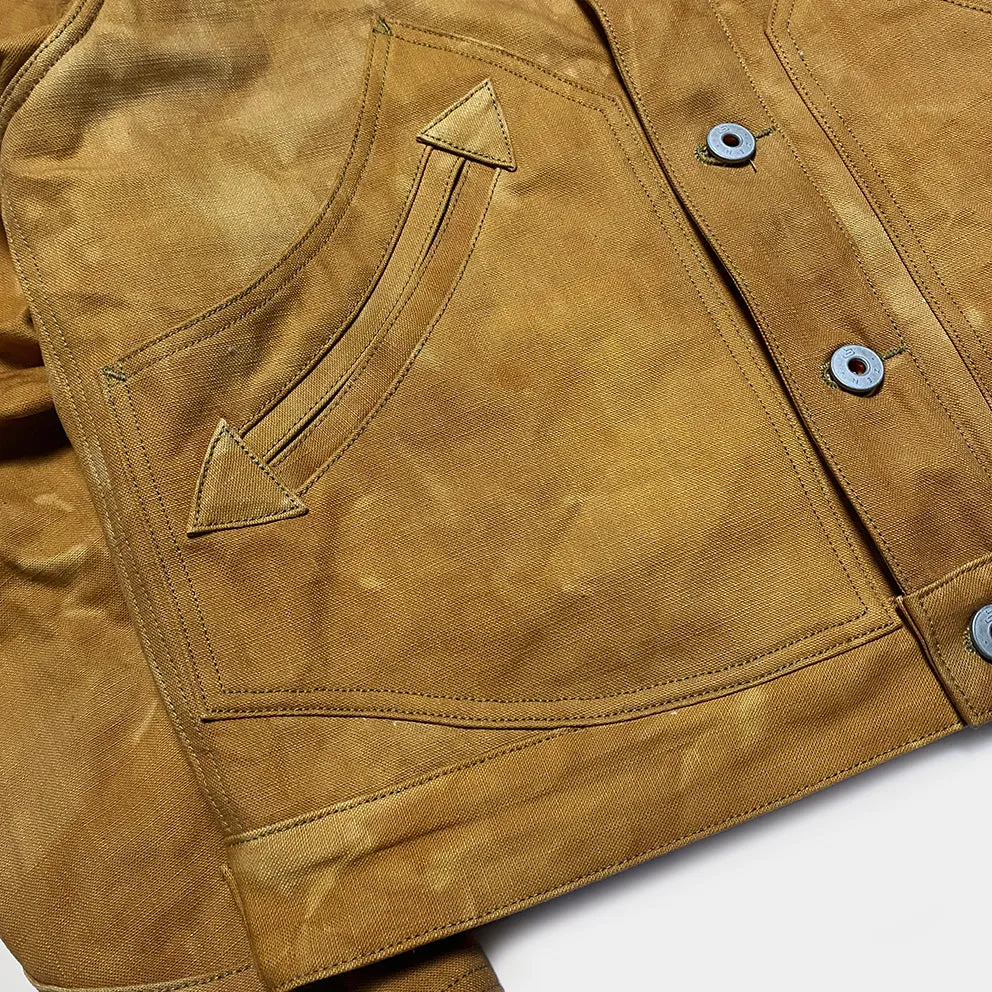BZEN M.3139L WYOMING-CS REGULAR FIT AMERICAN OUTDOORS INSPIRED SHERPA LINED VEGGIE DYED CANVAS JACKET-12OZ-E0 SIENNA