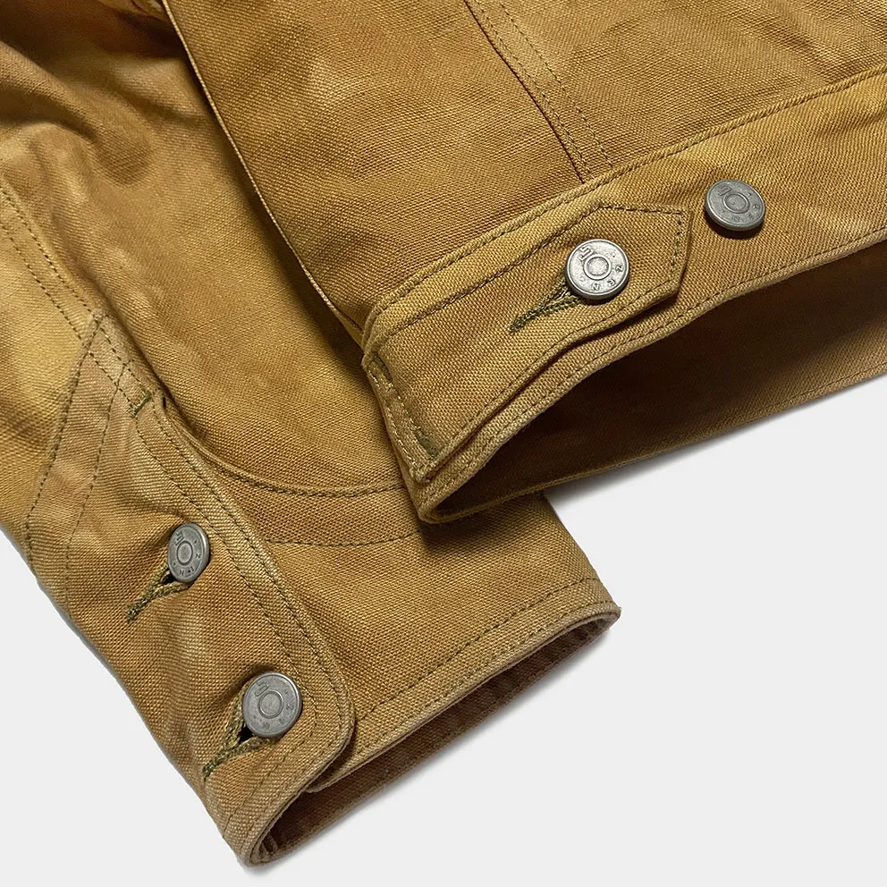 BZEN M.3139L WYOMING-CS REGULAR FIT AMERICAN OUTDOORS INSPIRED SHERPA LINED VEGGIE DYED CANVAS JACKET-12OZ-E0 SIENNA