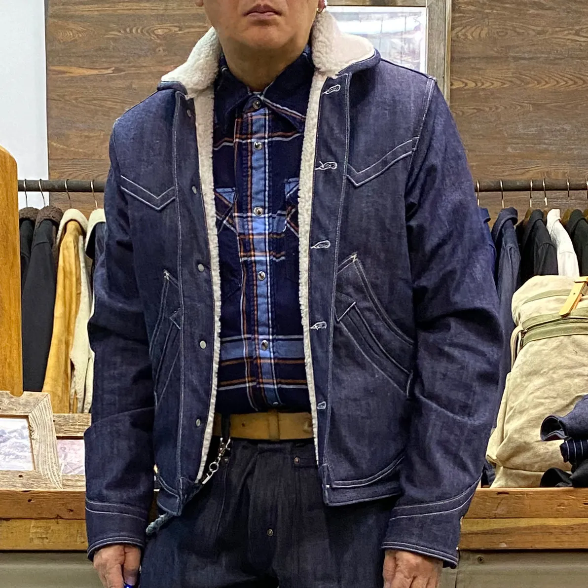 BZEN M.3139L WYOMING-R18 REGULAR FIT AMERICAN OUTDOORS INSPIRED SHERPA LINED DENIM JACKET-12OZ-HRH INDIGO