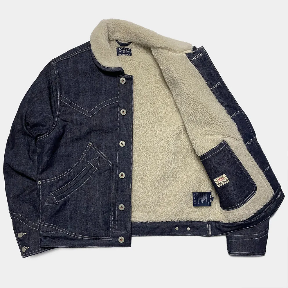 BZEN M.3139L WYOMING-R18 REGULAR FIT AMERICAN OUTDOORS INSPIRED SHERPA LINED DENIM JACKET-12OZ-HRH INDIGO