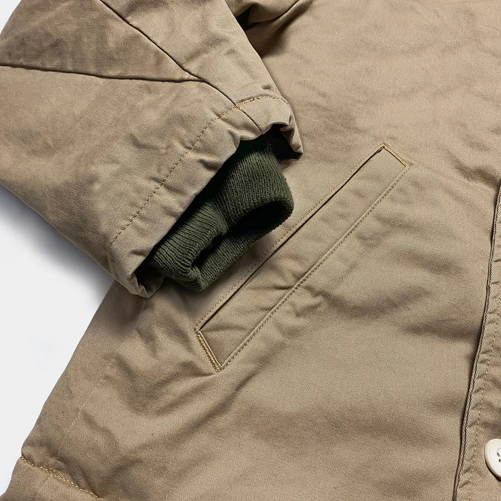 BZEN M.3260 N1R-T REGULAR FIT TWILL N1 DECK JACKET SHERPA LINED-8OZ-E0 TAN