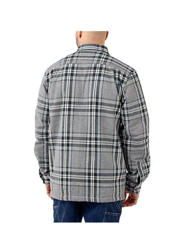 Carhartt Men's Relaxed Fit Heavyweight Flannel Sherpa Lined Shirt Jacket Asphalt 105430-APH
