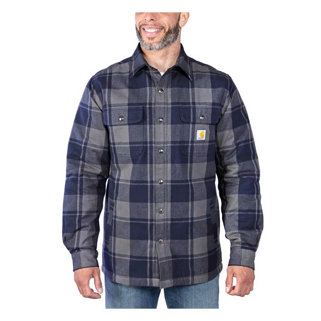 Carhartt Men's Relaxed Fit Heavyweight Flannel Sherpa-Lined Shirt Jacket Navy 105939-412