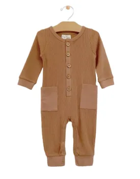 City Mouse - Baby Waffle Pocket Romper in Hazelnut