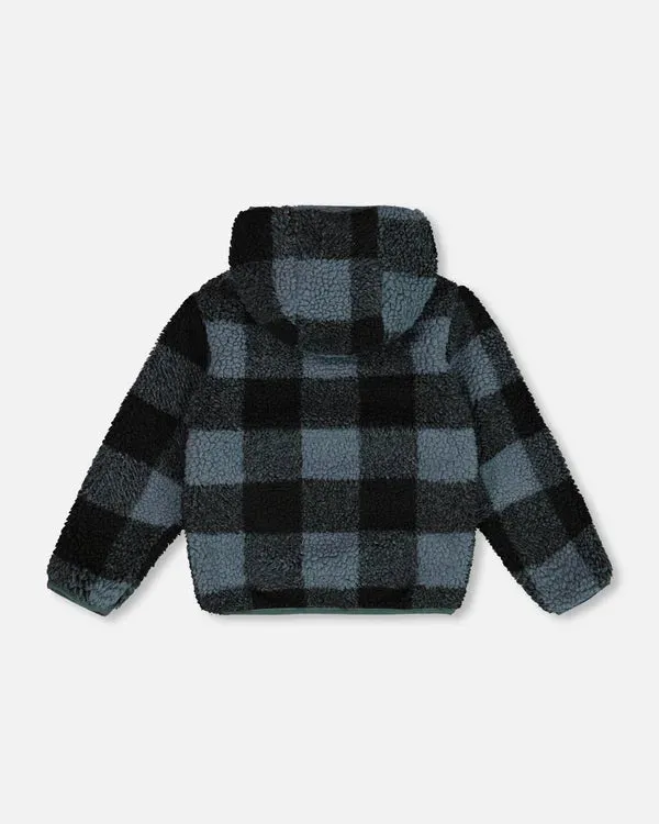 Deux par Deux Reversible Sherpa and Nylon Jacket - Onion Blue