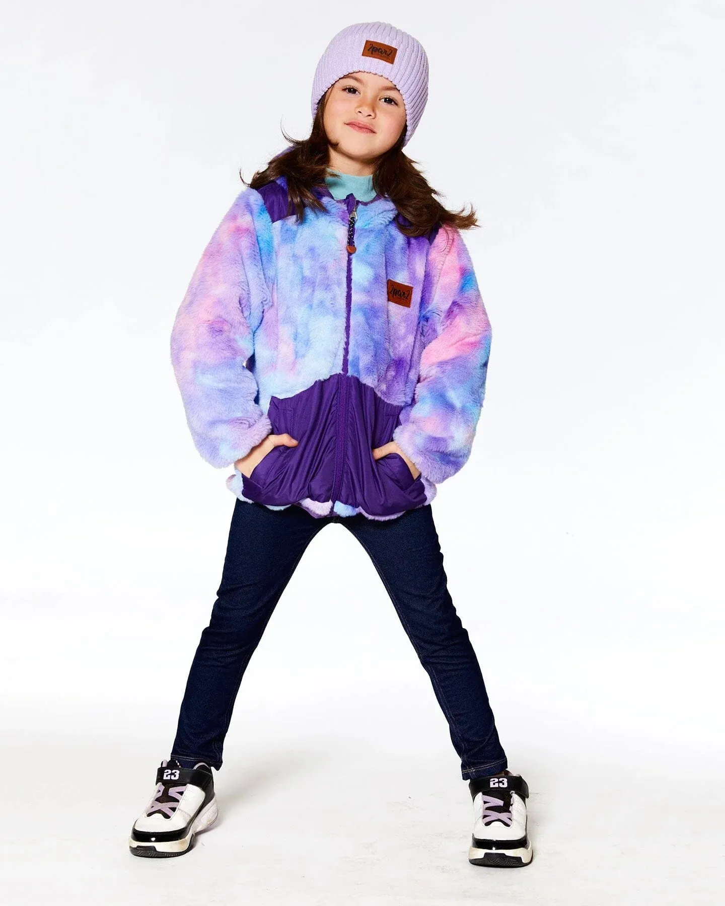 Deux par Deux Reversible Sherpa and Nylon Jacket - Patrician Purple / Grape