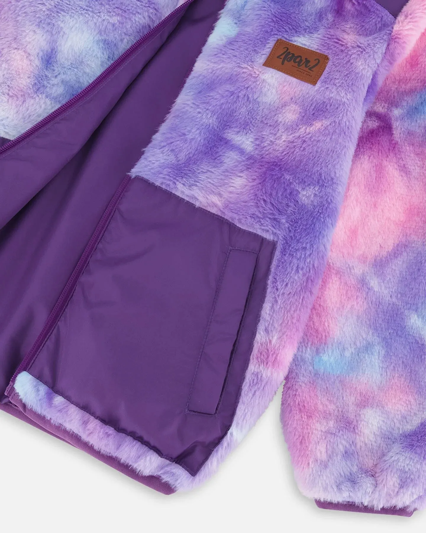 Deux par Deux Reversible Sherpa and Nylon Jacket - Patrician Purple / Grape