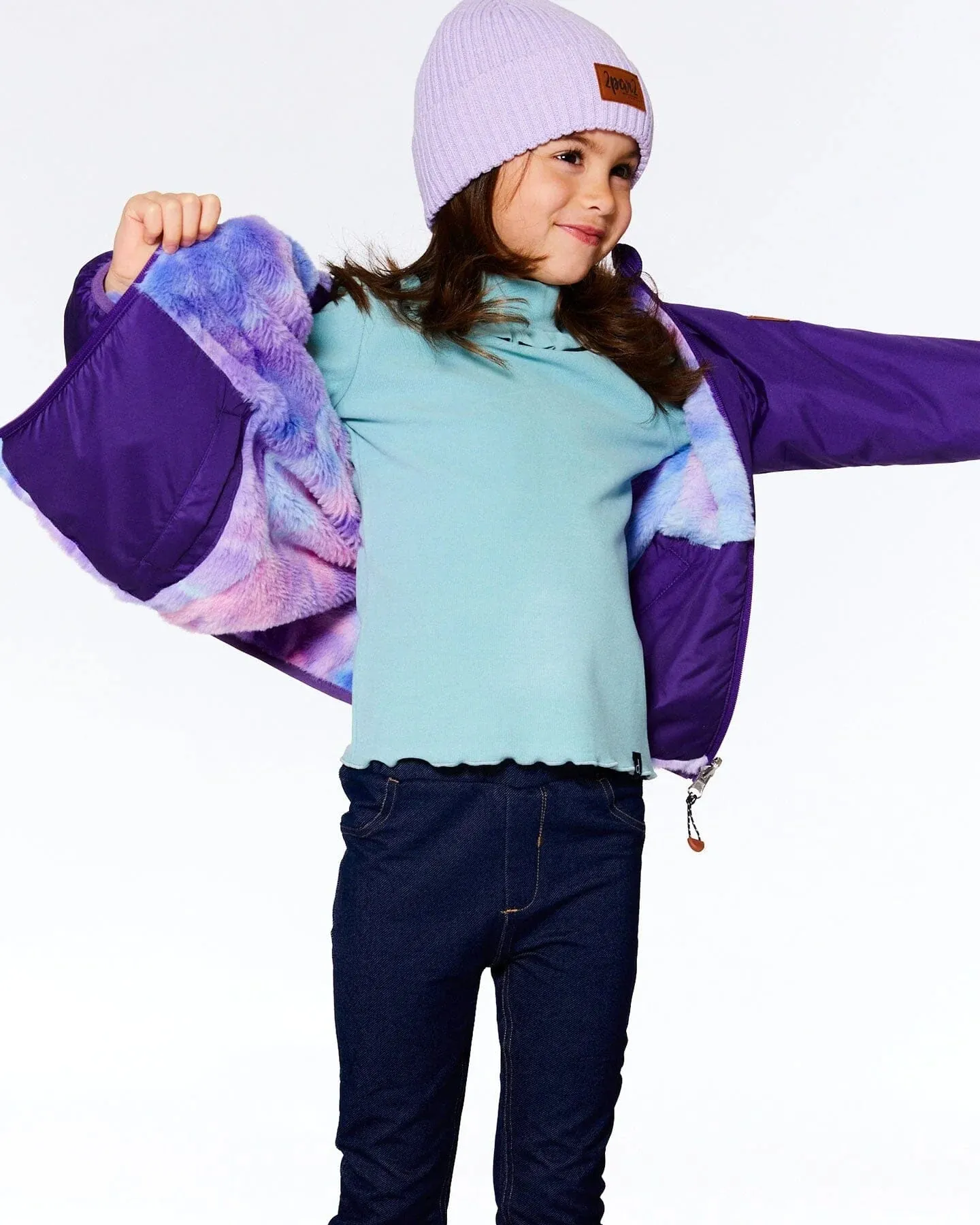 Deux par Deux Reversible Sherpa and Nylon Jacket - Patrician Purple / Grape