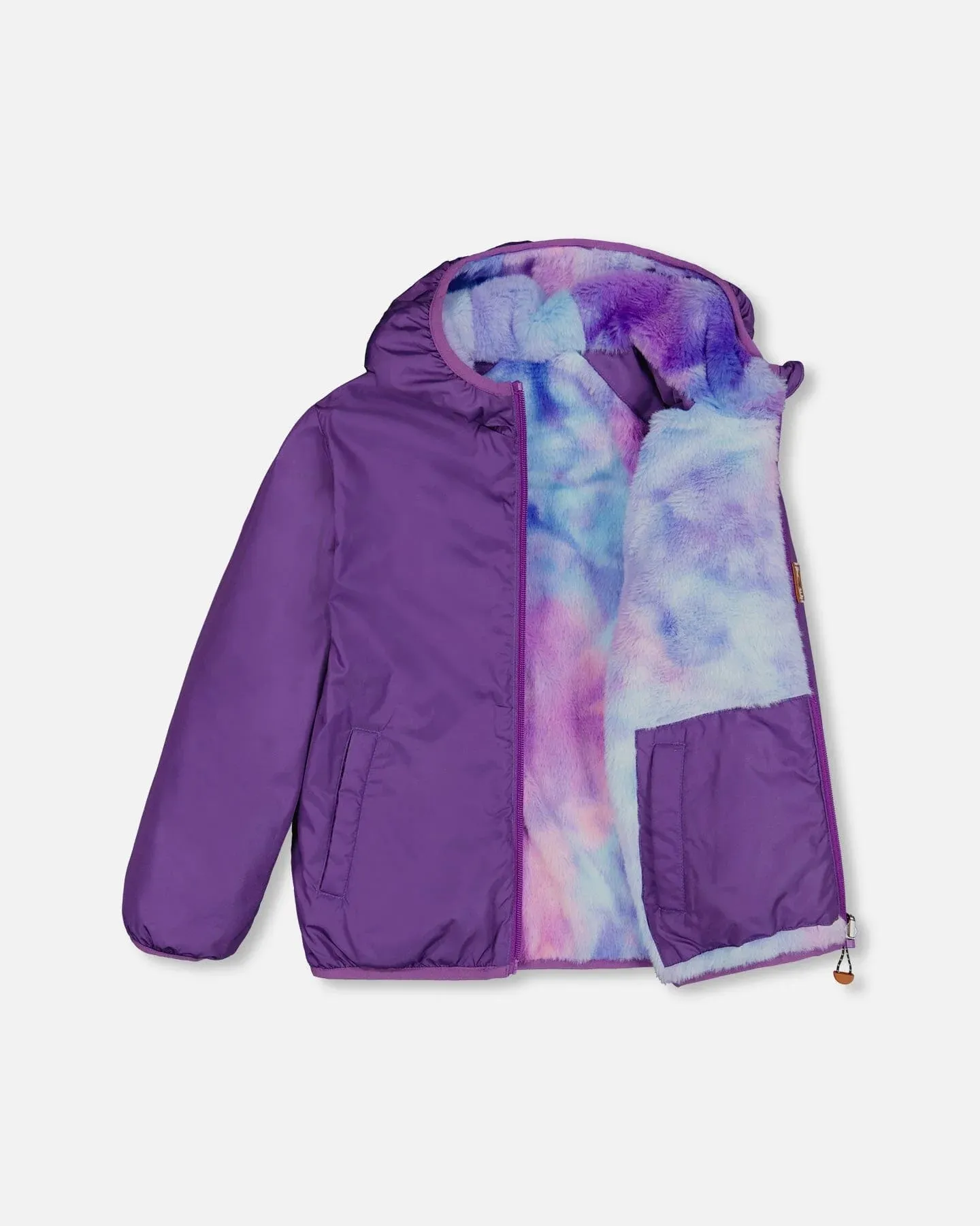 Deux par Deux Reversible Sherpa and Nylon Jacket - Patrician Purple / Grape