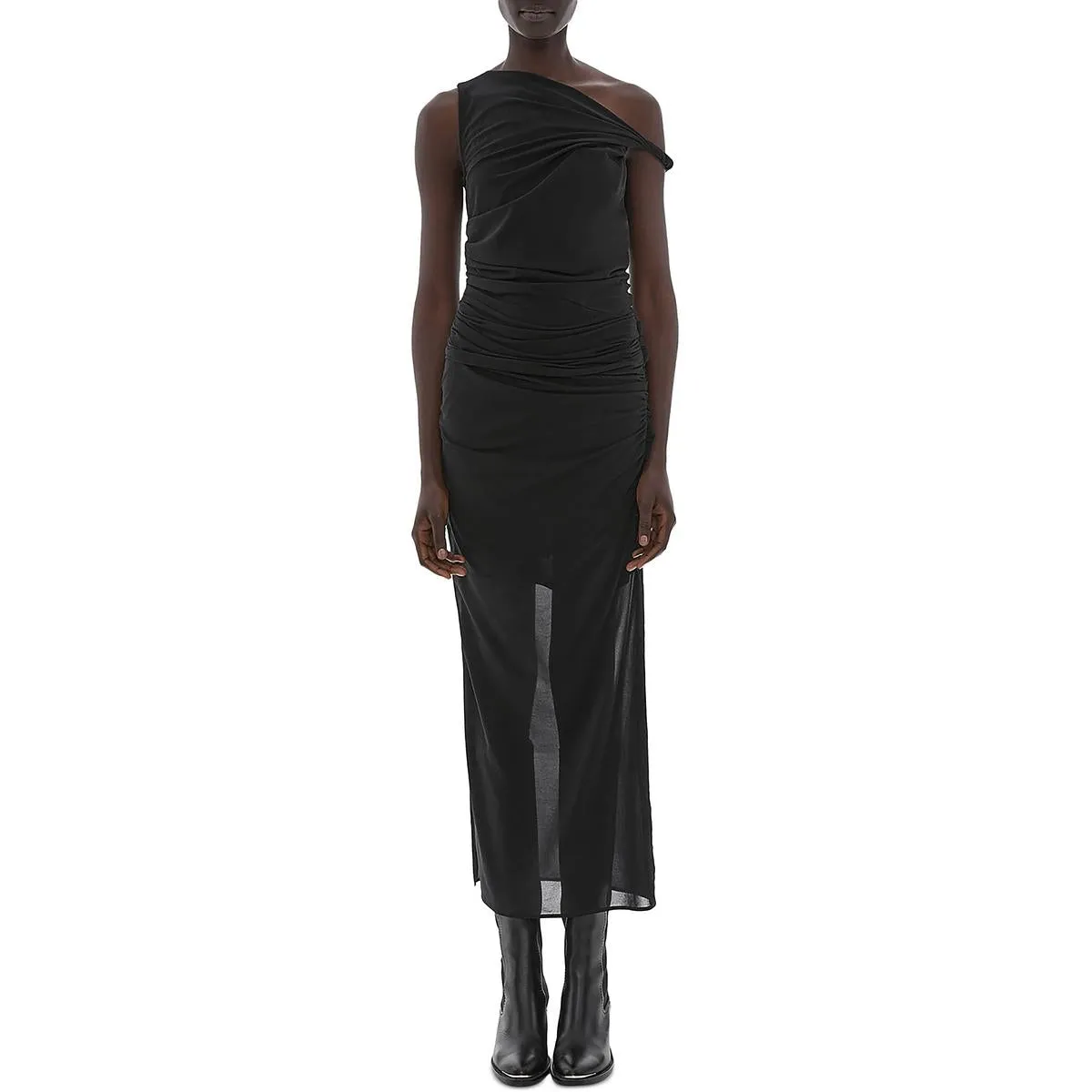 Helmut Lang Womens Ruched Twist Midi Dress