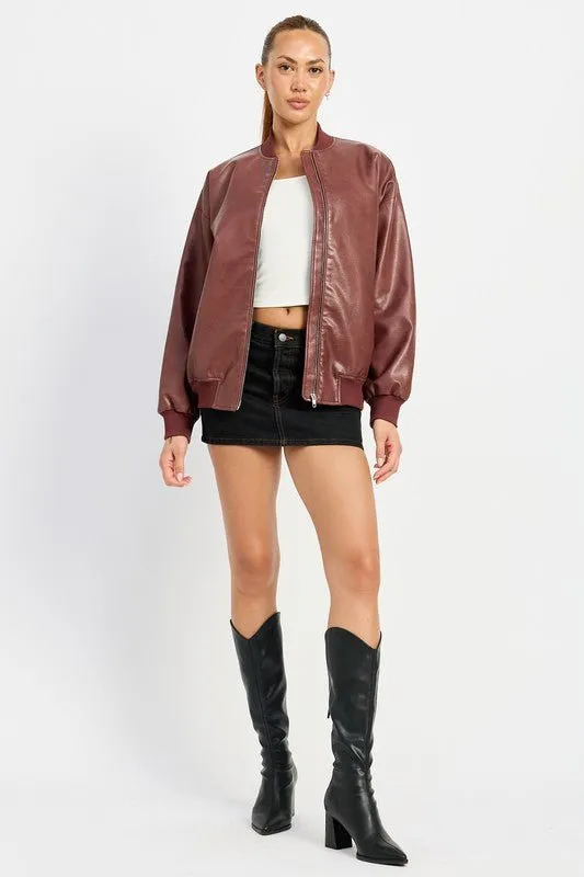 Leather Bomber Jacket