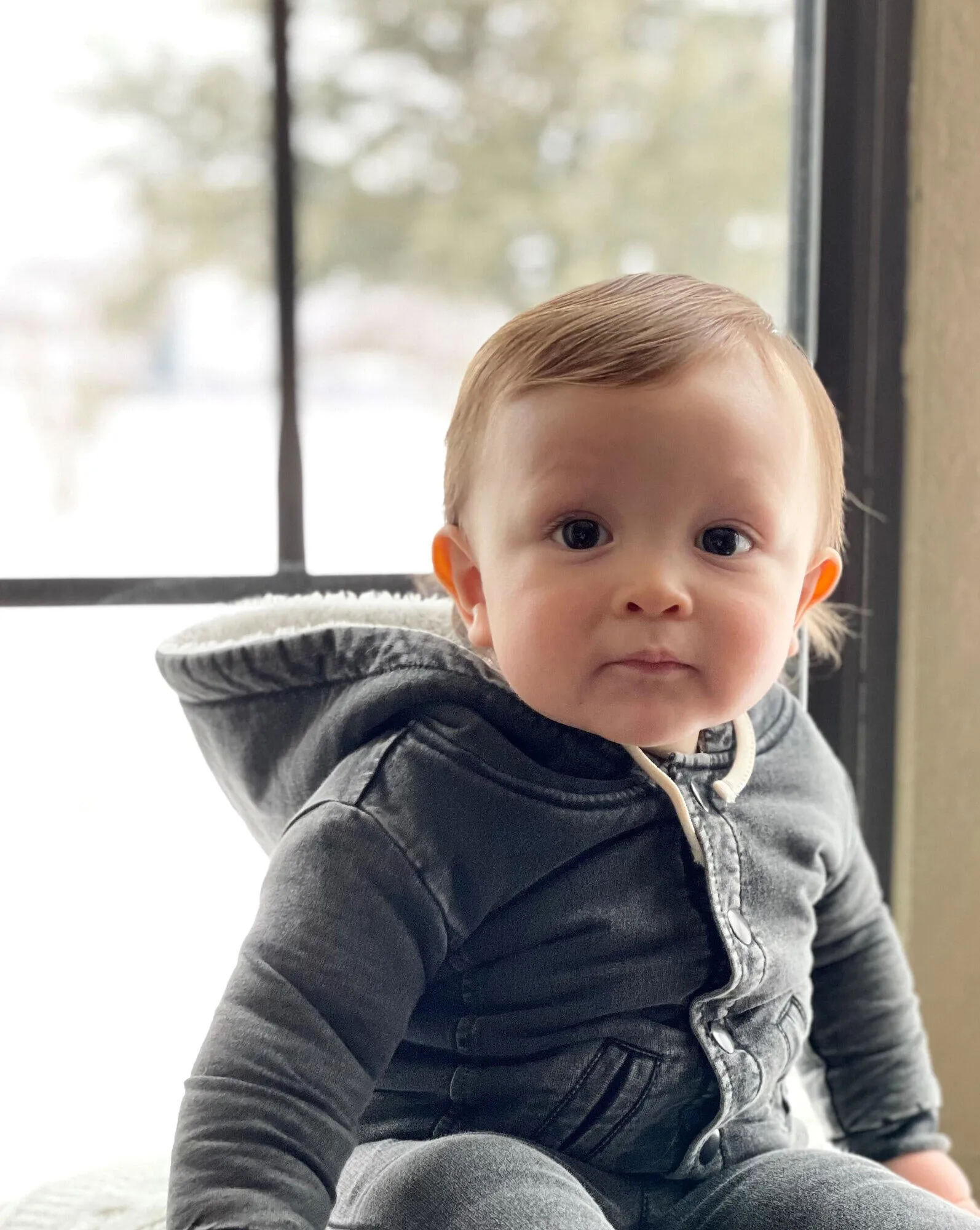 L'oved Baby - Faux Denim Jacket & Jogger Set in Black