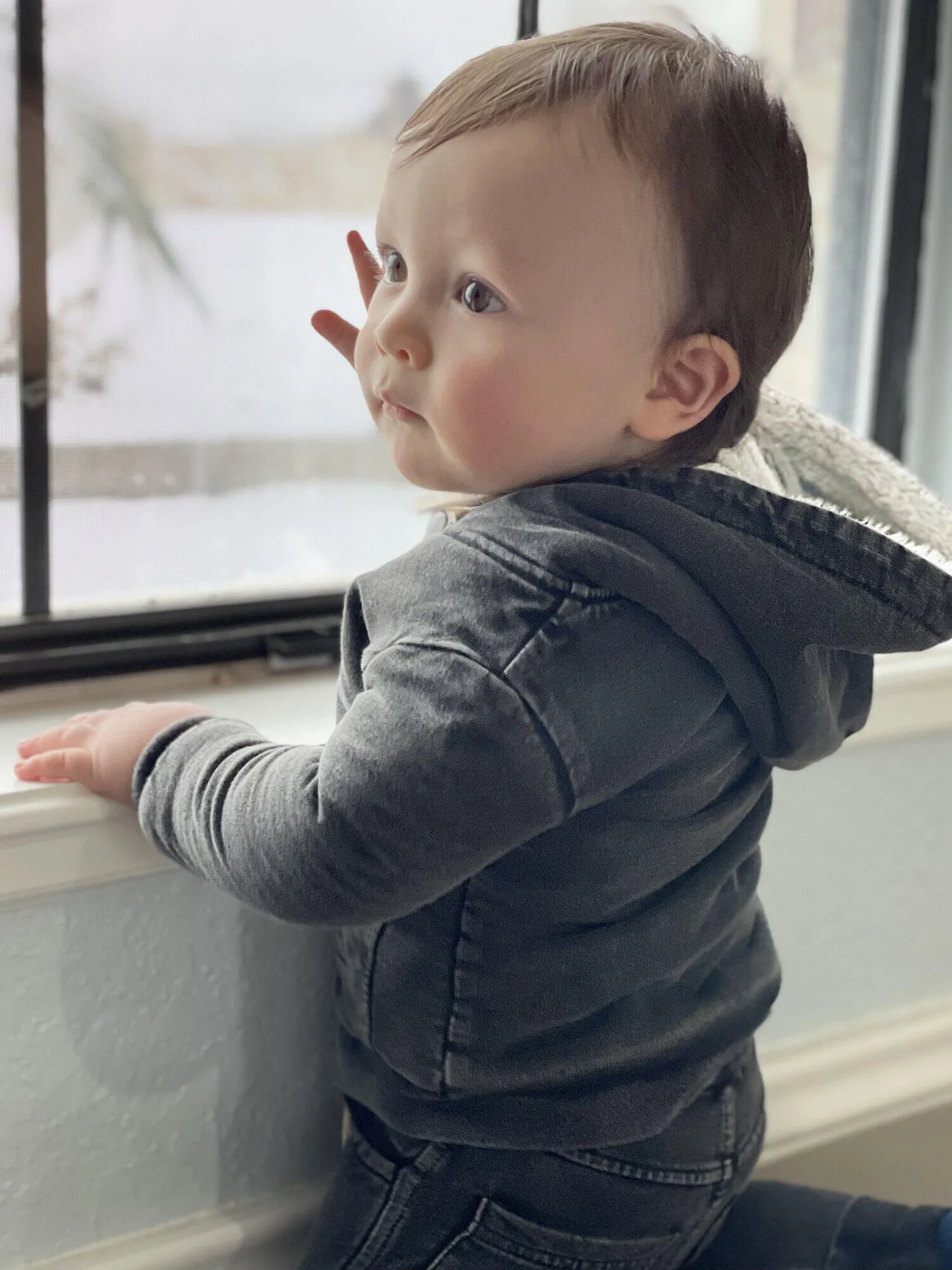L'oved Baby - Faux Denim Jacket & Jogger Set in Black