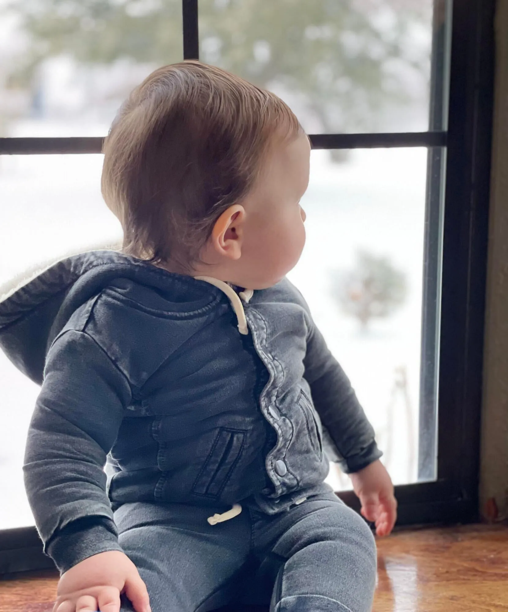 L'oved Baby - Faux Denim Jacket & Jogger Set in Black