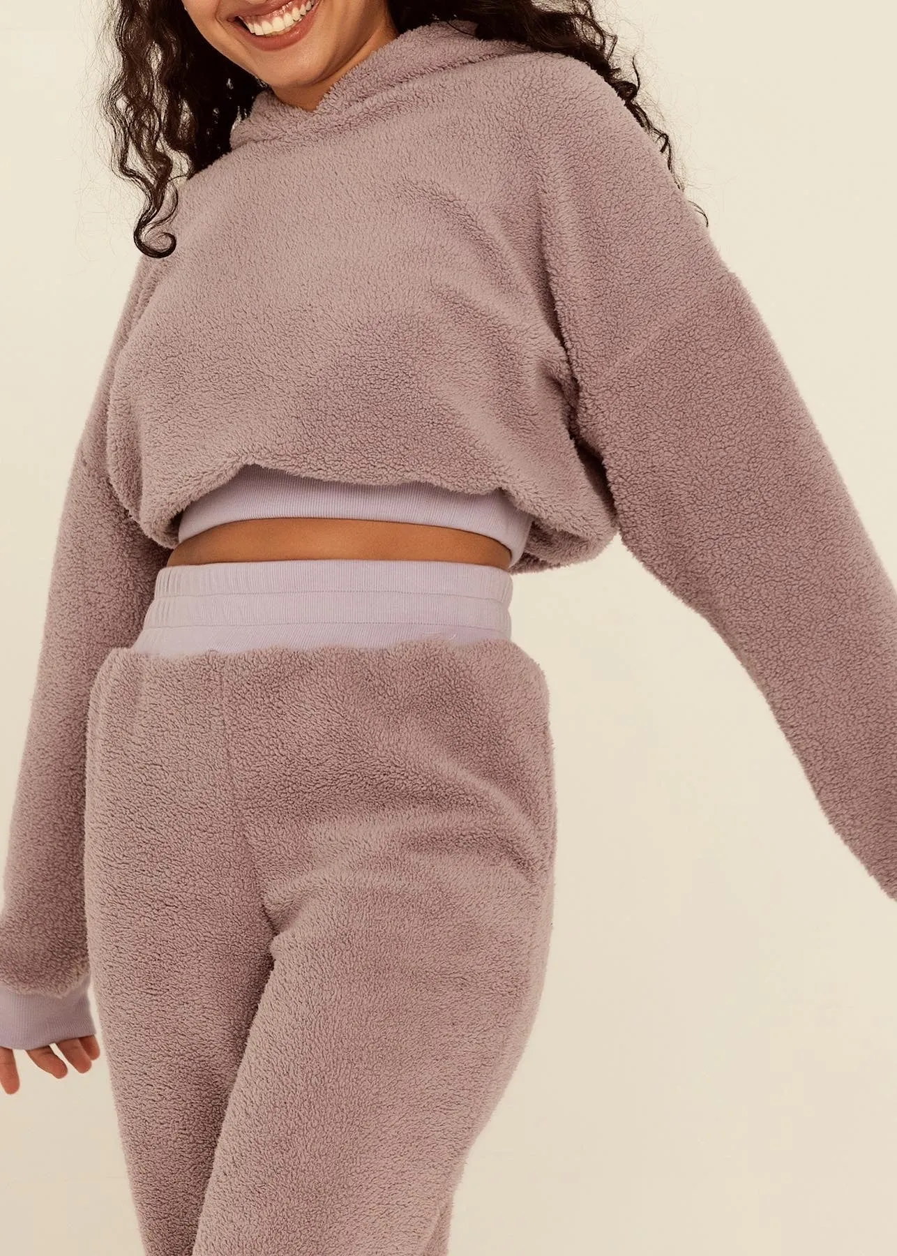 Lucy Lavender Teddy Cropped Sweatshirt