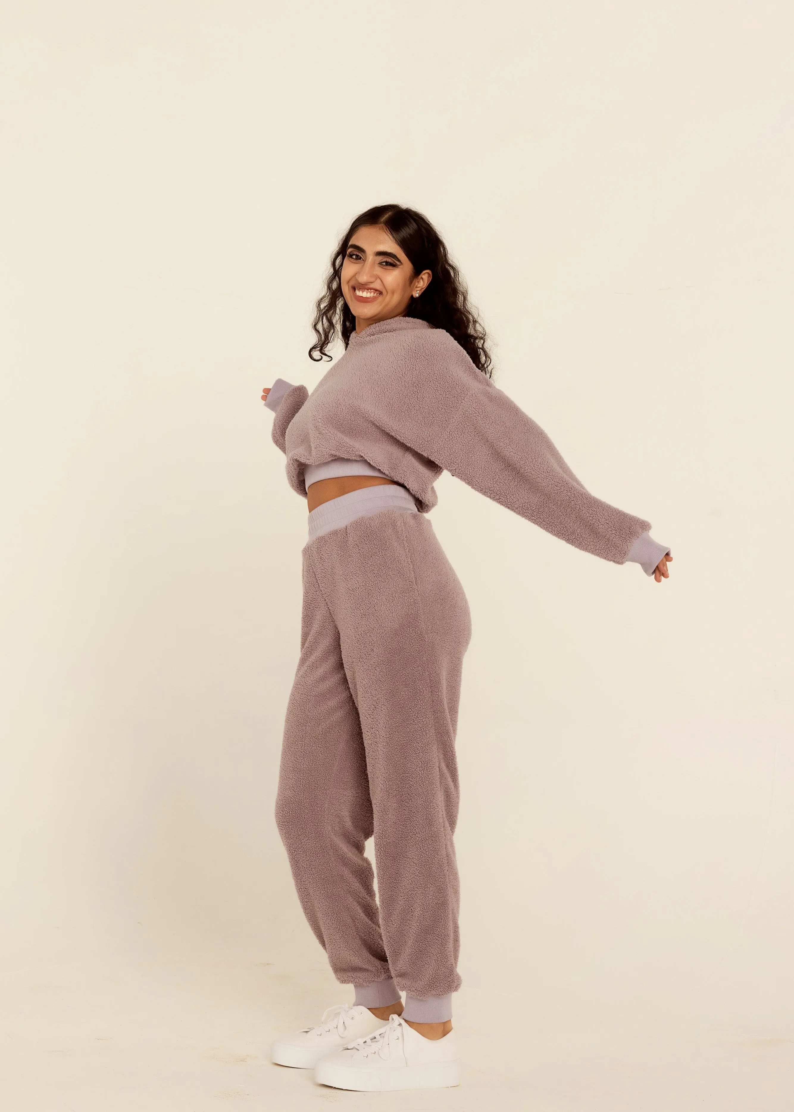 Lucy Lavender Teddy Cropped Sweatshirt