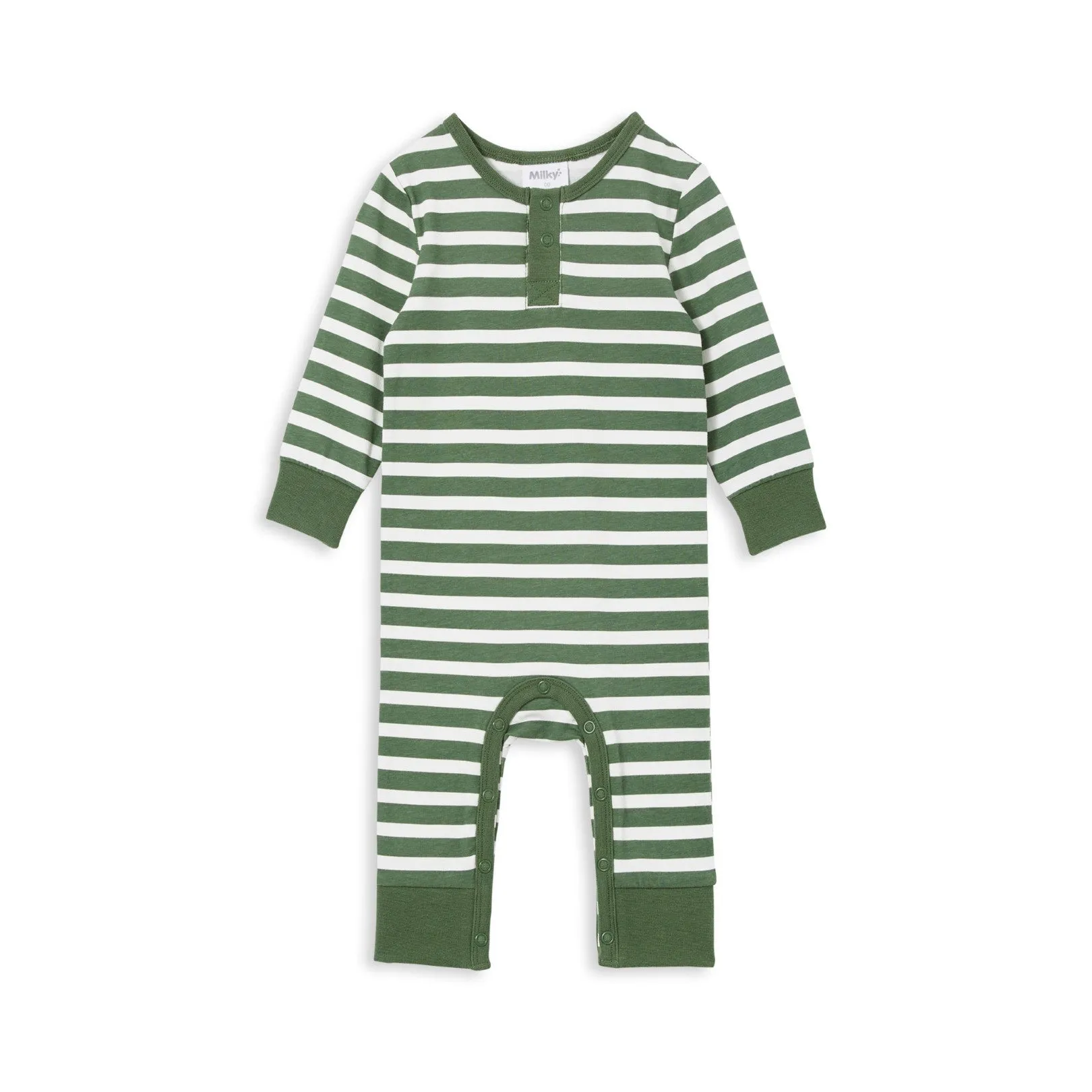 Milky Henley Romper - Green Stripe