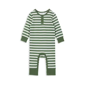 Milky Henley Romper - Green Stripe