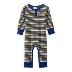 Milky Waffle Stripe Henley Romper