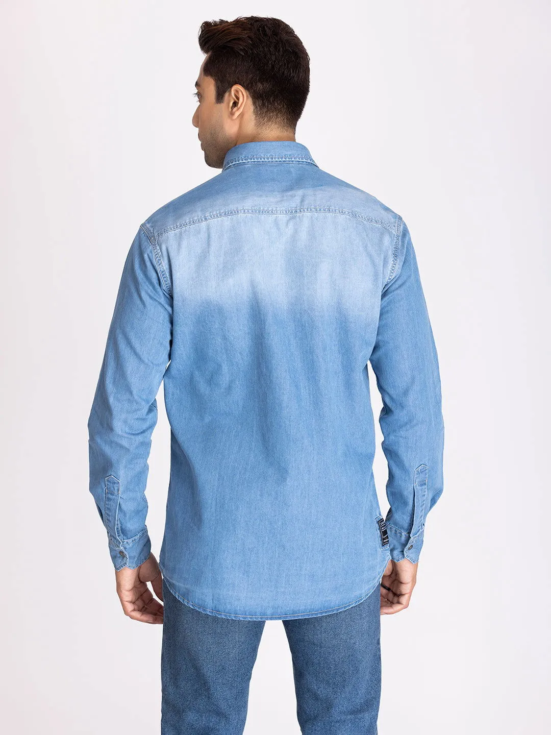 PREMIUM SLUB DENIM SHIRT-SKY BLUE