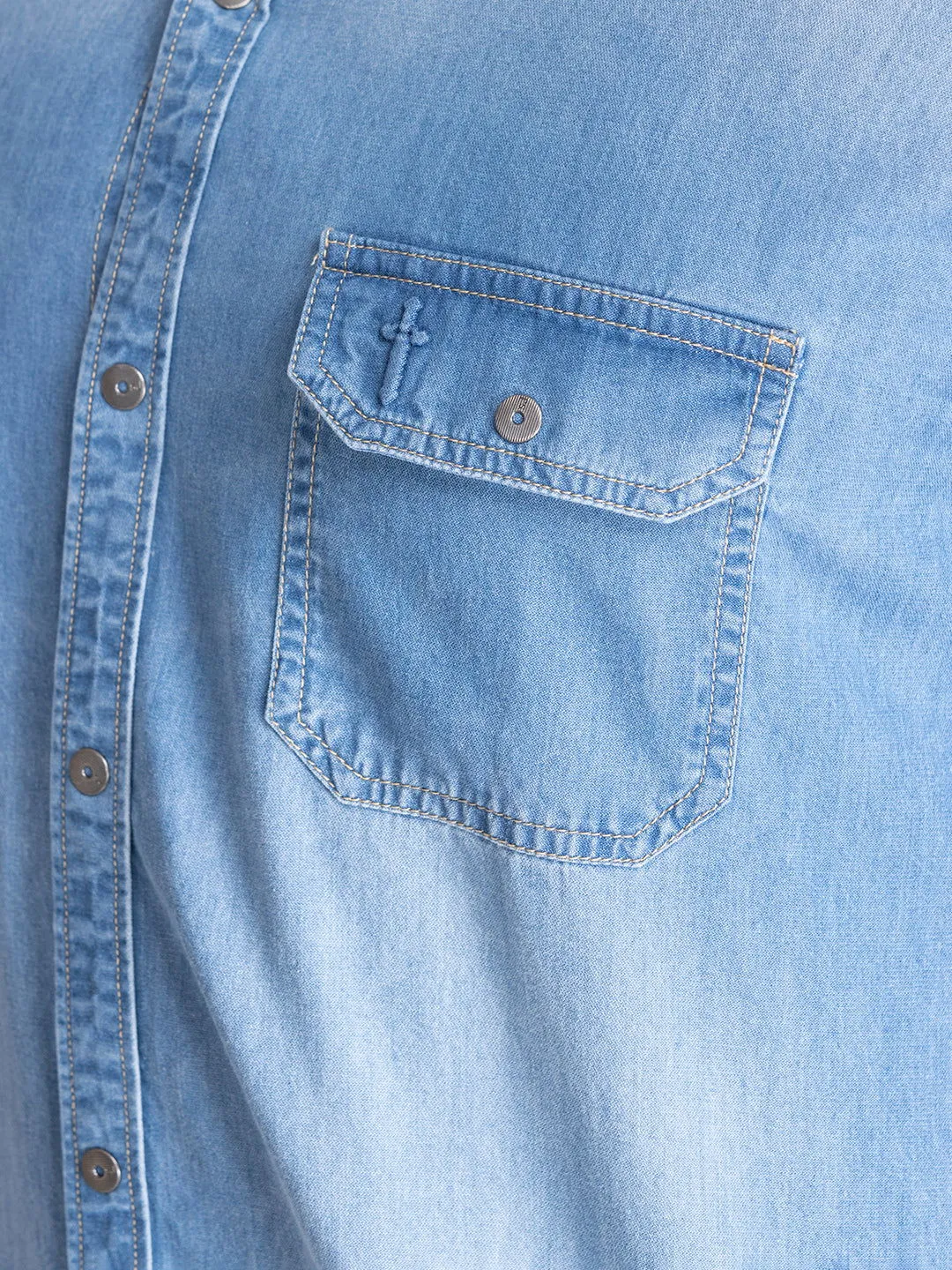 PREMIUM SLUB DENIM SHIRT-SKY BLUE