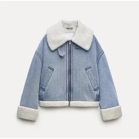 Sherpa Denim Aviator Jacket